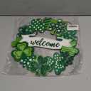 Wooden St. Patrick's Day Decoration Shamrock Door Wreath for Front Door Sign Wall Signs Shamrock Clover Spring Decoration, Irish Sign Welcome Hanging for Home Decor Party Outdoor Indoor Supply