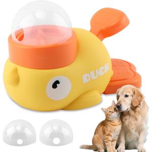 Duck-Shaped Interactive Slow Feeder Dog Toy - Press-Tail Puzzle Feeder with Adjustable Opening, Prevents Bloating & Boredom for Small/Medium Dogs & Cats (Yellow)