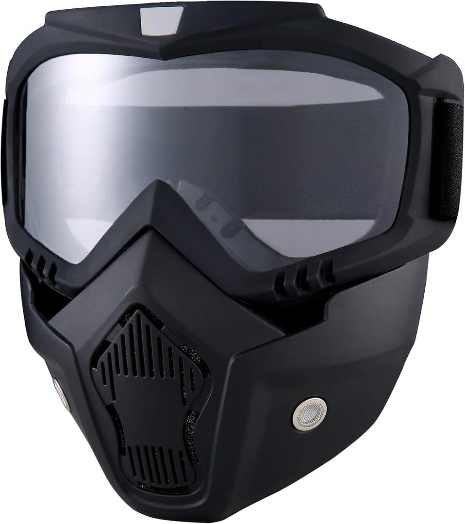 Paintball Mask Anti Fog,Tactical Full Face Mask Ski Mask Goggles Detachable Adjustable,Motorcycle Riding Face Protection (Transparent)