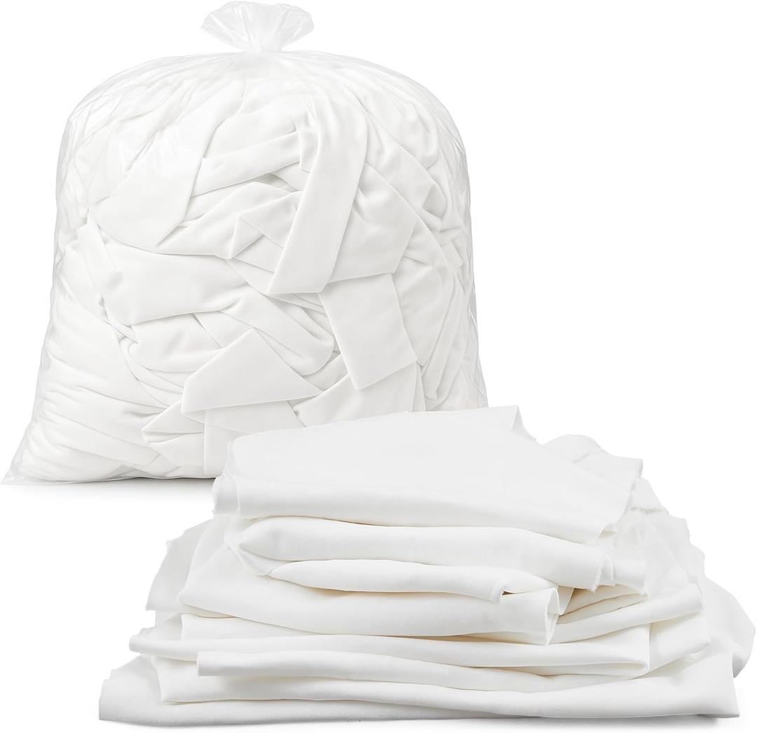 Teecyhooo 1 lb White T-Shirt Bag of Rags Cleaning Cloths Cotton Blend Shop Rags Lint Free Cloth for Staining Wood Oil Grease Paint Kitchen Auto Cleaning