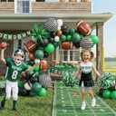 Football Balloon garland arch kit Dark green Brown black balloon large mylar star for sport theme super bowl touch down birthday tailgate party decorations
