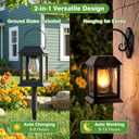 OMIKA Solar Lanterns Outdoor Waterproof, 2 Pack Flickering Flames Solar Lights with Stake, USB & Solar Powered Garden Lights for Lawn, Patio, Yard, Path Decor