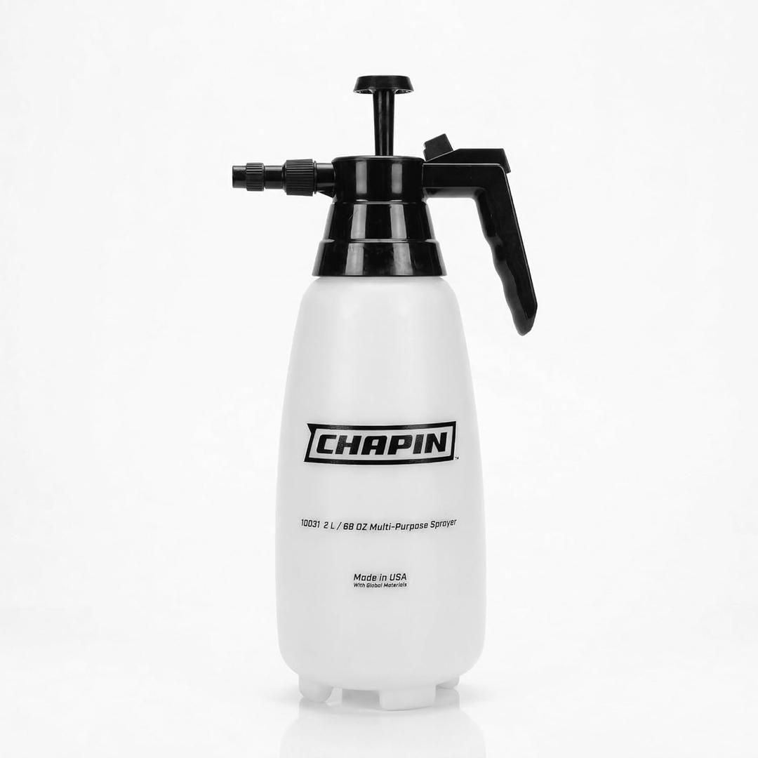 Chapin 10031 Handheld Pump Sprayer, 68oz, Multi‑Purpose, Lawn & Garden, Translucent Poly Tank, Adjustable Brass Nozzle, Thumb‑Trigger Lock & in‑Tank Filter for Fertilizer, Weed & Pest Applications