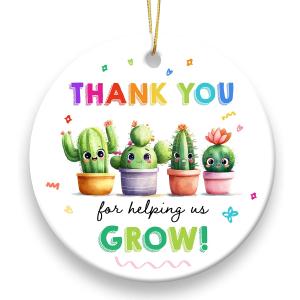 5 x Thank You Teacher Ornament 2026 - Preschool Daycare Kindergarten Teacher Appreciation Gifts, Unique Xmas Gifts for Mom Dad Grandma, Cute Pre-K Teachers Gift