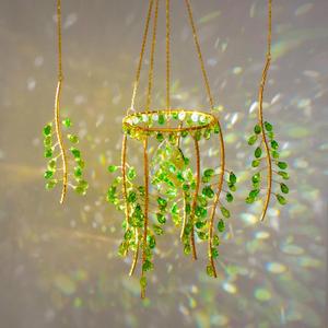 3 Pcs Crystal Sun Catchers Window Suncatchers Boho Decor Green Plants Artificial Hanging Wind Chime Making Rainbow Lights for Indoor Outdoor Decor