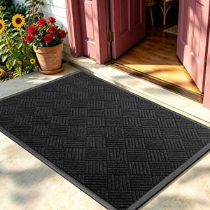 Front Door Mat, Heavy Duty Waterproof Doormat 47.5"x35.5", Black, 2'11" x 3'11"