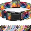 Reflective Dog Collar for Medium Dogs, Cute Boho Adjustable Heavy-Duty Nylon Puppy Collar for Boy and Girl Female, Soft Pet Accessories with Quick Release Buckle, Colorful Tartan (M (Neck 14-20", Width 1"))