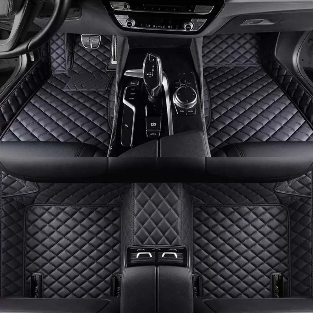 Custom Personalized Floor Mats for CarsLuxury Full Coverage All Weather Car Floor MatsAnti-Slip Leather Car Mat Set Custom Floor Mats for 99% of Cars, Trucks & SUVs (Pure Black)