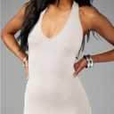 Floerns Women's Sleeveless Maxi Dress Halter Neck Backless Fishtail Hem Evening Bodycon Dresses (White, XS)