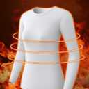 2 Pack Women's Thermal Shirts Long Sleeve Fleece Lined Base Layer (Large, White)
