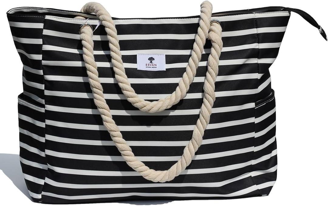 OVERSIZE BEACH BAG Large Tote Bag for Women Waterproof Sandproof with Dry Wet Compartment for Pool Gym Travel