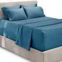 Hearth & Harbor Extra Deep Pocket Queen Sheets Sets - Fits Mattress 18-24 Inches Deep - Extra Deep Pocket Sheets - 6 Piece Queen Size - Blue Heaven