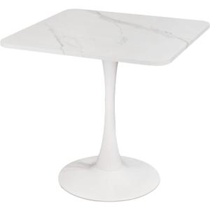 Square Modern Dinning Table 30 inches for 2-4 Bistro Tulip Table with Faux Marble top,Easy Install Construct,no Wobble,Stable Sturdy Metal Frame Diameter 30in*H28.74in(White, 30in)