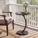 Hsingchi Modern Small C Shaped Side Table, Round Bedside Sofa end Table,TV Tray Table for Eating, Simple Night Stand, Narrow Side Table for Living Room, Bedroom, Office