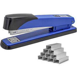 Heavy Duty Office Desk Stapler with 1000 Standard 1/4" Staples, 50 Sheet Capacity Durable Standard Smooth Jam-Free Full Strip Stapler, Perfect for Home, School, Office, Business, Paperwork - Blue