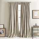 DKNY Modern Knotted Velvet Lined Window Curtains for Living Room or Bedroom - 50" x 96" - Set of 2 Matching Curtain Panels - Champagne Beige