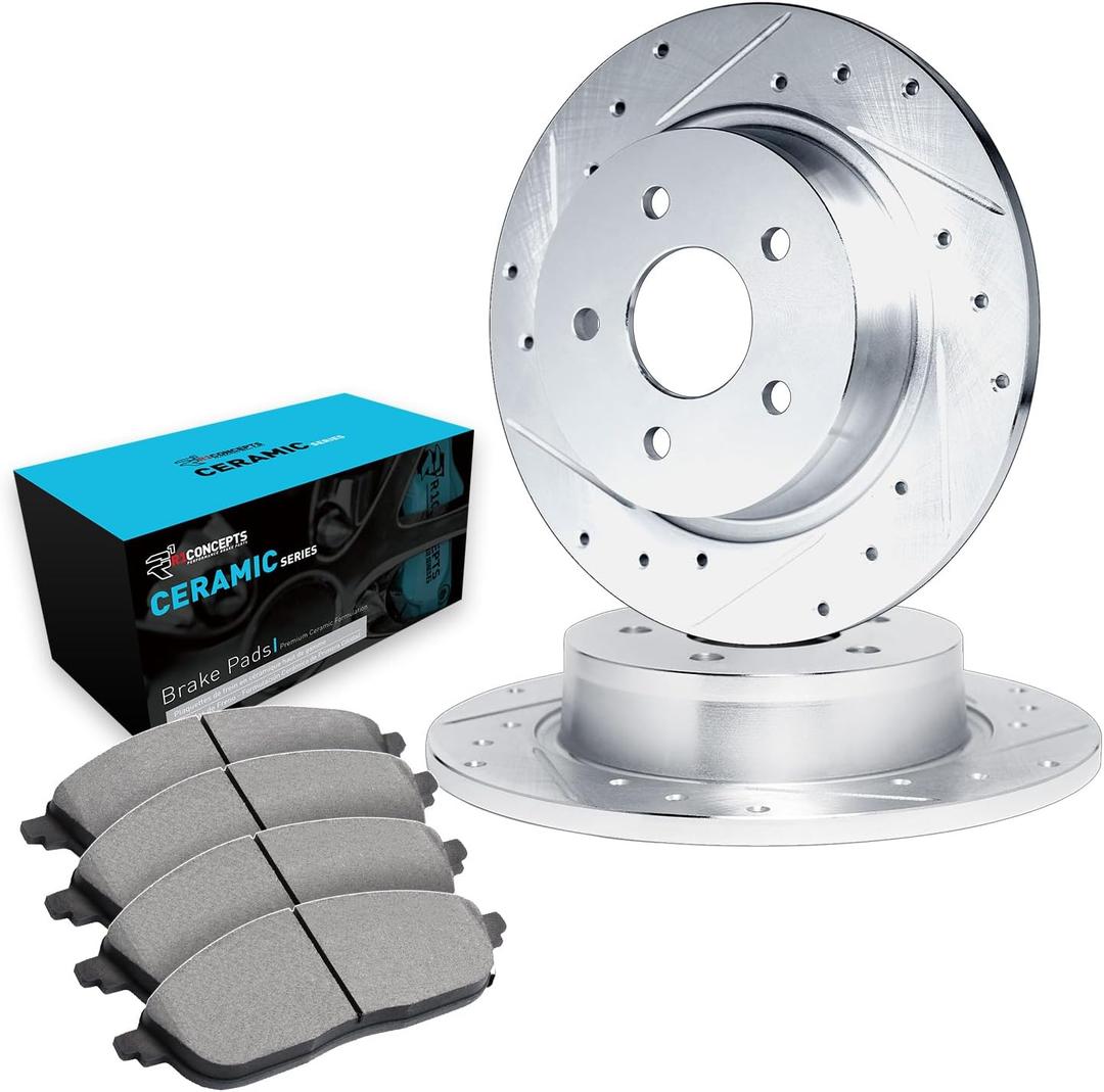 R1 Concepts Rear Brakes and Rotors| Automotive Replacement Brake Kits| Rear Ceramic Brake Pads and Rotors Kit| Fits 2015-2019 Hyundai Sonata; 2014-2016 Kia Cadenza; 2016-2020 Kia Optima