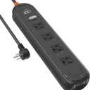 Outdoor Power Strip Weatherproof, 7-in-1 Surge Protector with 4 Wide Outlets 2USB A and 1USB C,1625W/13A, 6FT Flat Plug Multi-Plug Outdoor Extension Cord for Indoor Outdoor, UL FCC Listed