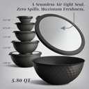 COOK WITH COLOR Mixing Bowls with Lids - 12 Piece Plastic Nesting Bowls Set includes 6 Prep Bowls and 6 Lids, Microwave Safe Mixing Bowl Set, Black Embossed