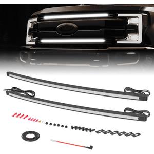 Dual LED Grille Light Bar for Ford F250, Niwaker 2Pcs 37" Curved LED Grill Light Kits with Wiring Harness 12V Side Marker Lights Accent Lights Compatible with 2017-2022 Ford Super Duty F-250