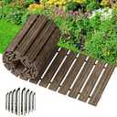 Amazer Wooden Garden Pathway, 12 FT Roll Out Straight Walkway, Widened Plank Non-Slip Outdoor Walkway Path with 8 Stakes, Garden Lawn Pavers for Outside Walkway Backyard Wedding Party Boardwalk, Brown