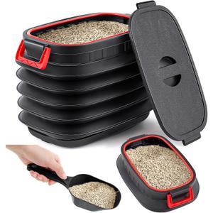 Portable Litter Storage Container with 1 Shovel Leakproof Multi Purpose Sealable Retractable Bucket with Airtight Lids Handle Leakproof Telescopic Cat Litter Container with Wheels for Bin