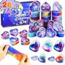 Valentines Day Gifts for Kids, 28 PCS Galaxy Slime with Greeting Cards, Classroom Exchange Party Favors for School Prize Rewards, Pack of 2