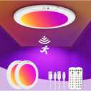 2 Pack Rechargeable Motion Sensor Ceiling Light with Remote, Wireless Battery Operated Closet Light with 13 Colors Changing, 0.55 Magnetic Lights for Shower Bathroom Closet Hallway Pantry (RGB Color & White)