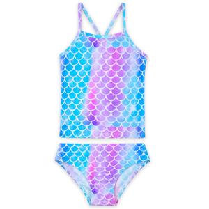 Tziharora Girls Swimsuits Size 4t 5t Two Piece Bathing Suit Tankini Sets Blue Pink Scale Print Swimwear