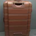 Rockland Melbourne Hardside Expandable Luggage with Spinner Wheels, Rosegold, Checked Large 28"