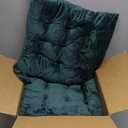 6 Pack Square Seat Cushion Chair Pads for Kitchen Dining Chairs, Soft Comfort Velvet Chair Mat Pillow Cushions with Ties for Office Desk Living Room Tatami 15.5", Dark Green