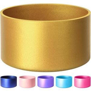 Protective Metallic Matte Luster Silicone Boot, Compatible with Stanley/Simple Modern 20-40oz & Water Bottle 12-24oz and More Bottles with 2.8-3in Base, Glitter Anti-Slip Bottom Sleeve Cover, Metallic Gold