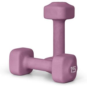 Tone Fitness 15 lb Neoprene Dumbbell Pair for Home Workouts – Non-Slip Design - Purple