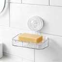 NEELEEN Soap Dish  Clear Suction Cup Soap Dish for Shower with Strong Suction & Reusable Adhesive NODrilling Self Draining Removable Waterproof Soap Sponge Holder for Shower Bathroom Bathtub Kitchen