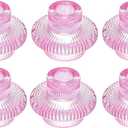 PATIKIL 6 Pcs Glass Candle Holder, Taper Candle Holder Stand Clear Glass for Table Centerpiece Decor Wedding Dinner Party, Pink
