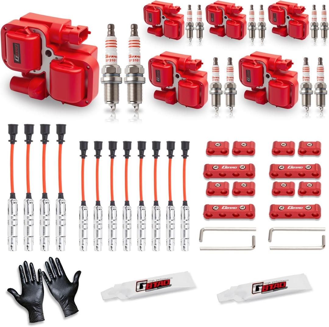 Set of 6 Upgraded Ignition Coil Pack & 12pcs Iridium Spark Plug Wire Set Compatible with Mercedes-Benz Crossfire C240 C280 C320 CLK320 E320 ML320 ML350 SLK320 Replaces UF359 C1361