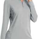 MAGCOMSEN Women's Long Sleeve Shirts 1/4 Zip Pullover UPF 50+ Sun Protection Quick Dry Hiking Athletic Workout Tops (Gray, S)