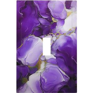 Decorative Light Switch Cover Abstract Luxury Purple Gold Marble Textures 1 Gang Oversized Single Toggle Wall Cover Jumbo Electrical Switchplate Face Plate