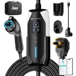 40Amp Level 2 EV Charger with Fast Charging | 25FT Plug-in Heavy Duty Cable | NEMA 14-50 & J1772 Compatible | Electric Vehicle Charging Station for Home & RV (APP Control)