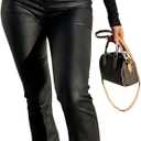 WDIRARA Women's PU Leather High Waisted Bell Bottom Flare Pants Party Club Streetwear (Black) XS 