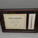 GraduationMall 11x17 Cherry Wood Diploma Frame with Tassel Holder for 8.5x11 Certificate Document,Real Glass,Black over Gold Mat