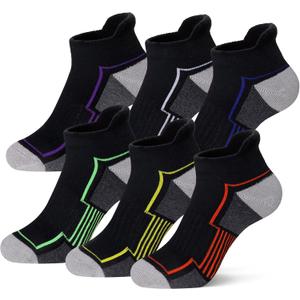 SeeyAN Kids Socks Boys Ankle Athletic Half Cushioned Low Cut Sport Cotton Breathable Socks 6 Pairs (6 Pairs Black, 9-14 Years)