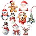 63Pcs Christmas Gift Tags, Christmas Hanging Labels with String, Watercolor Name Tags Gift Labels for DIY Xmas Holiday Present Wrapping (Retro)