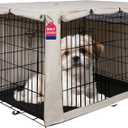 HiCaptain Dog Crate Cover 24.0" L x 18.0" W x 20.0" H with Breathable Mesh, Durable Heavy Duty Kennel Cover, Dual Zippered Panels, Windproof Waterproof UV-Resistant(Beige)