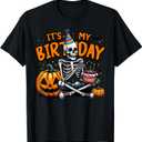 It's My Birthday Skeleton Happy Halloween Birthday Party T-Shirt, S