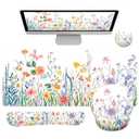 zokifab Long Mouse Pad XXL, Ergonomic Desk Mat Gaming Set, Keyboard Wrist Support Rest Mouse Pad Suitable for Office and Home (XXL Fragrant Plants)