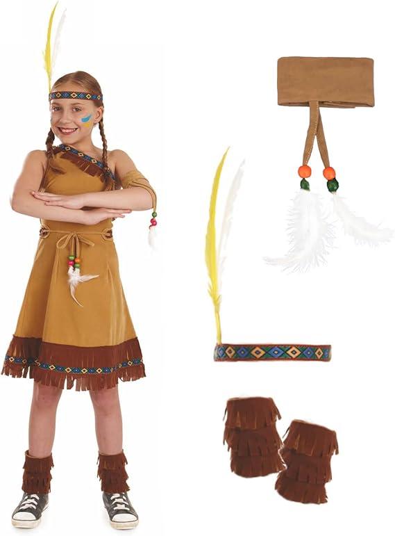 fun shack Girls Native American Costume Childrens Brown Fringed Indian Dress Outfit, XL