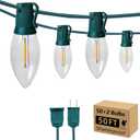 C9 Clear Christmas String Lights, 50FT 52 Bulbs Bright & Warm Outdoor Christmas Lights, Outdoor Indoor Xmas Roofline Backyard Garden Patio Home Holiday Decor, Waterproof Extendable Green Wire