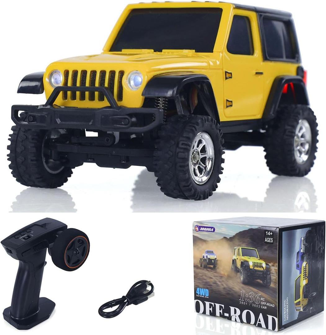 US in Stock, 2.4G 1/36 Remote Control Rock Crawler 3601 RC Off Road Car 44 RTR Model Vehicle Light Lipo Battery Radio Mini Toy Hobby Grade Model for Christmas Birthday Gift