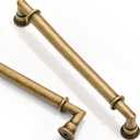 Asidrama 10 Pack 6.3 Inch(160mm) Brushed Antique Brass Kitchen Cabinet Handles, Cabinet Pulls Kitchen Cabinet Hardware for Cupboard Drawer Pulls 2281